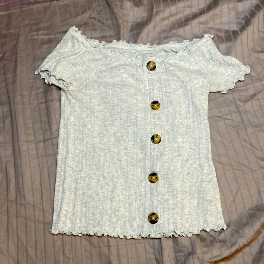 Grey button down blouse girls